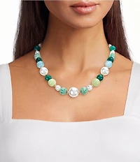 Southern Living Bead and Pearl Statement Collar Necklace