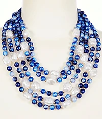 Southern Living Bead and Pearl Short Multi-Strand Statement Necklace