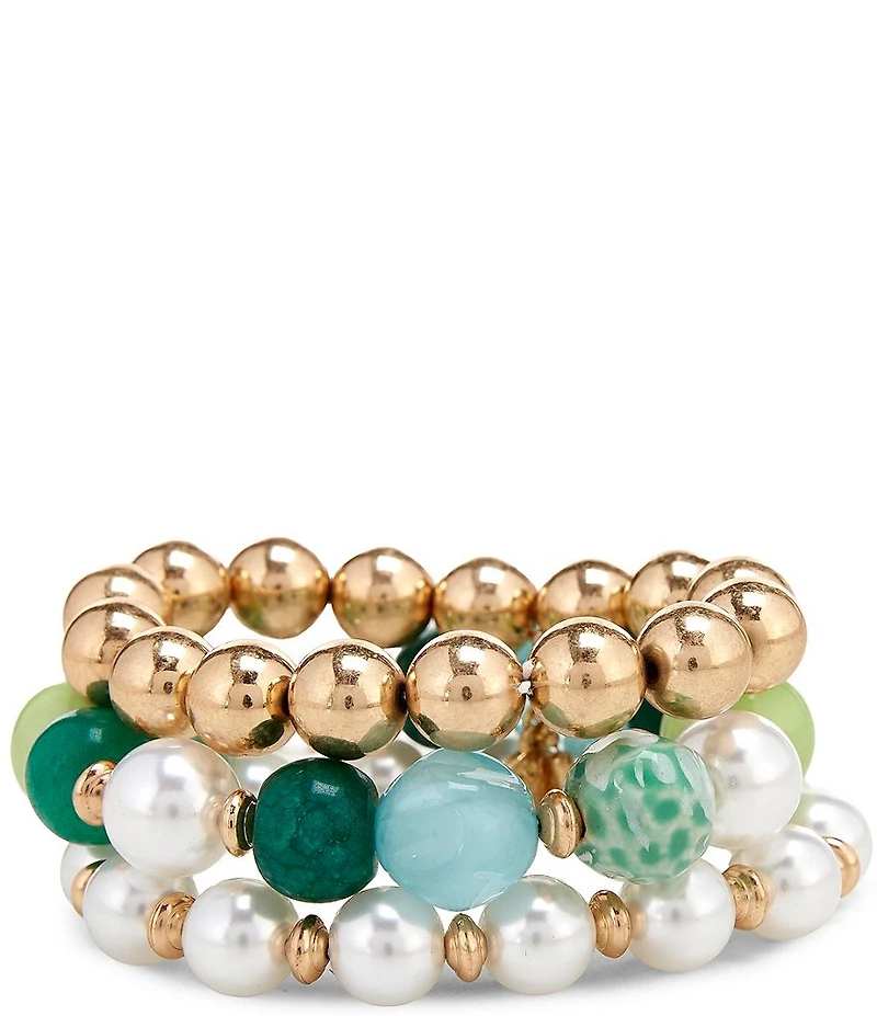Southern Living Bead And Pearl Stretch Bracelet Set