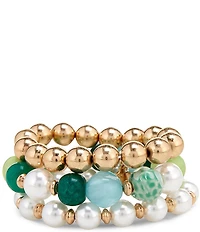Southern Living Bead And Pearl Stretch Bracelet Set