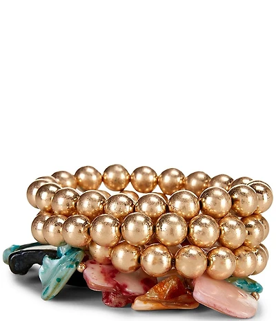 Southern Living Bead And Shell Stretch Bracelet Set