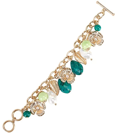 Southern Living Bead, Flower And Pearl Line Bracelet
