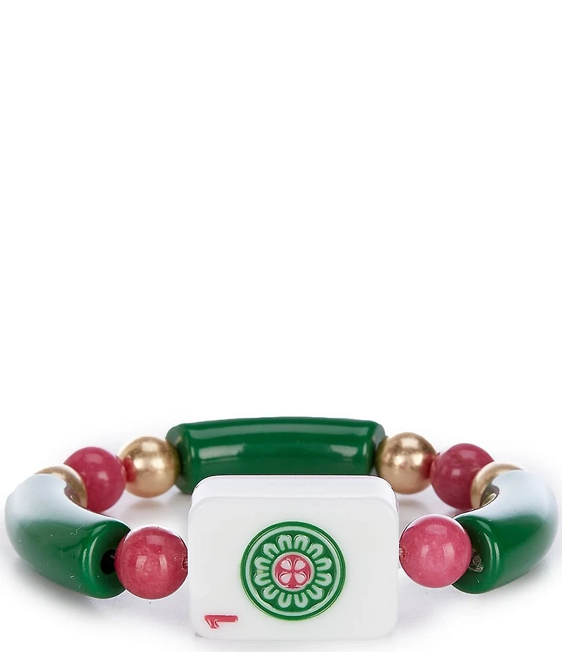 Southern Living Beaded Mahjong Tile Novelty Stretch Bracelet