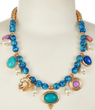 Southern Living Beaded Mixed Charm Collar Necklace