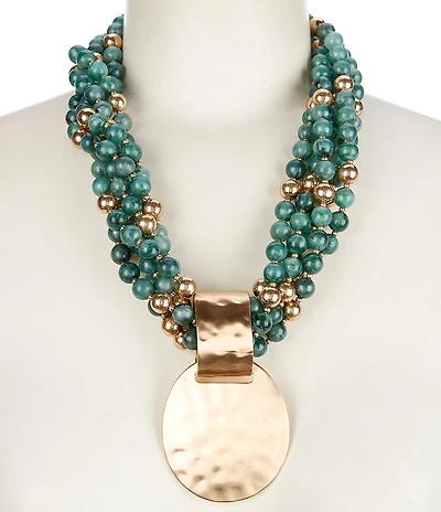 Southern Living Beaded Torsade Pendant Statement Necklace