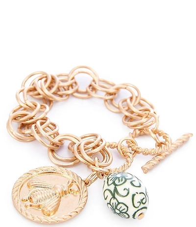 Southern Living Bee and Chinoiserie Bead Toggle Chain Bracelet