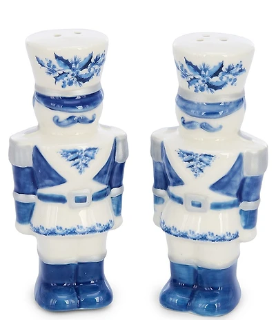 Southern Living Blue Christmas Collection Chinoiserie Nutcracker Salt & Pepper Set
