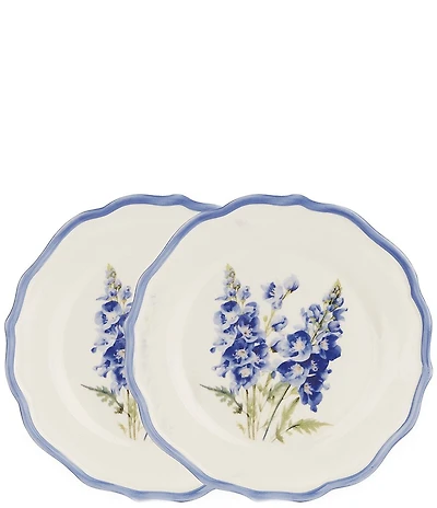 Southern Living Blue Delphinium Scalloped Accent Plates, Set of 2