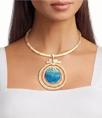 Southern Living Ombre Orbital Pendant Hammered Bar Statement Collar Necklace