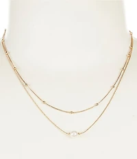 Southern Living x Borrowed & Blue Chain & Pearl Short Multi Strand Necklace