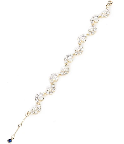 Southern Living x Borrowed & Blue Curved Cubic Zirconia Stones and Pearls Line Bracelet
