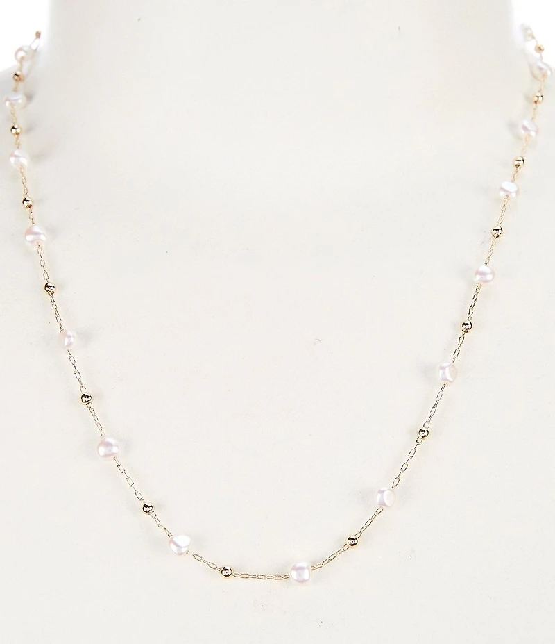 Southern Living x Borrowed & Blue Delicate Pearl and Ball Collar Necklace