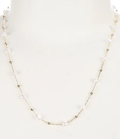 Southern Living x Borrowed & Blue Delicate Pearl and Ball Collar Necklace