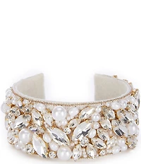 Southern Living x Borrowed & Blue Embellished Stone and Pearl Crystal Statement Cuff Bracelet