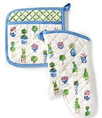 Southern Living Bunny Topiary Oven Mitt and Pot Holder Set