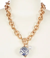 Southern Living Chinoiserie Bead Chain Link Short Pendant Necklace