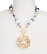 Southern Living Chinoiserie Beaded Short Burst Pendant Statement Necklace