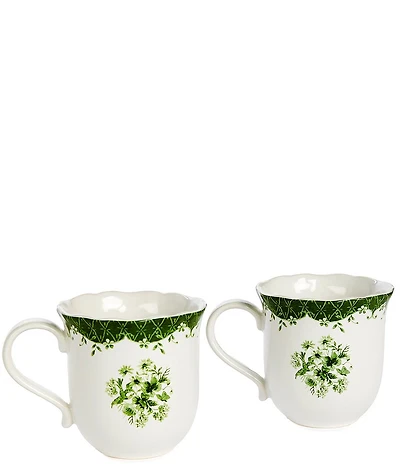 Southern Living Chloe Collection Scalloped Coffee Mugs, Set of 2