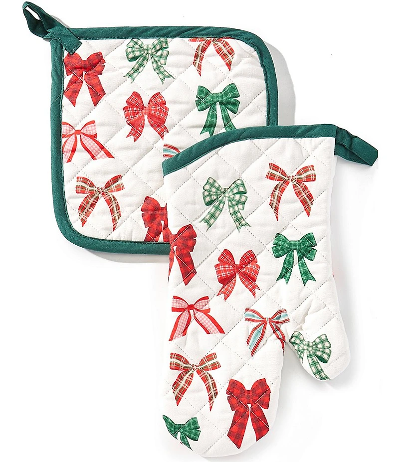 Southern Living Christmas Collection Bow Oven Mitt & Potholder Set