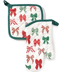 Southern Living Christmas Collection Bow Oven Mitt & Potholder Set