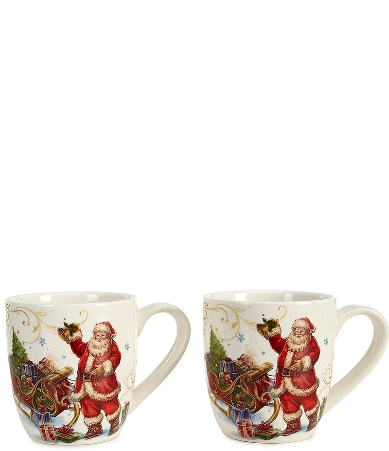 Southern Living Classic Christmas Collection Santa Mugs, Set of 2