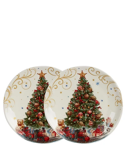 Southern Living Classic Christmas Collection Tree Accent Plates, Set of 2