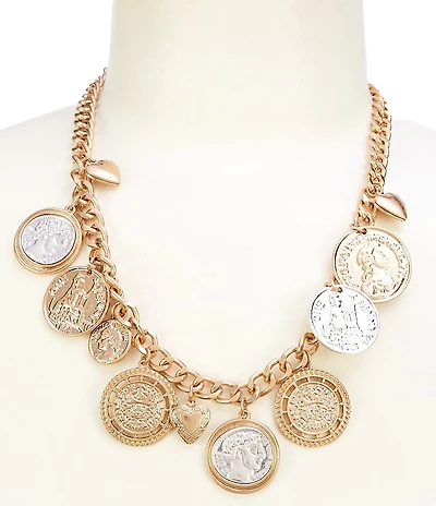 Southern Living Coin Charm Collar Statement Necklace