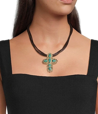 Southern Living Cord Short Cross Pendant Necklace