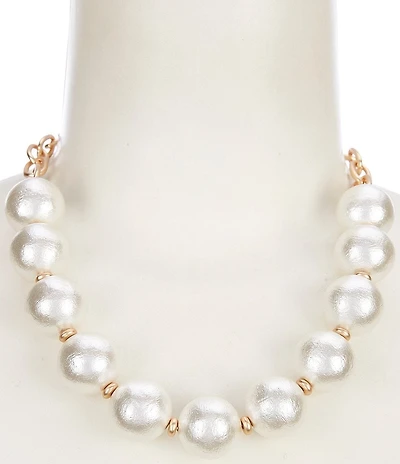 Southern Living Cotton Oversized Pearl Frontal Statement Collar Necklace