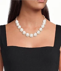 Southern Living Cotton Oversized Pearl Frontal Statement Collar Necklace