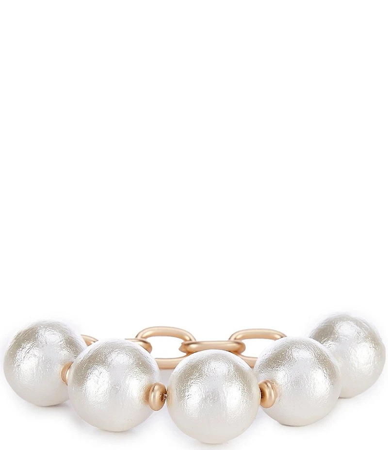 Southern Living Cotton Oversized Pearl Oval Statement Stretch Bracelet