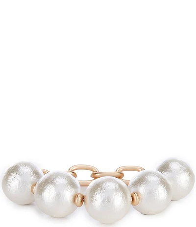 Southern Living Cotton Oversized Pearl Oval Statement Stretch Bracelet