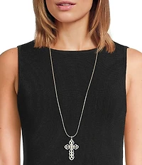 Southern Living Cross Open Metal Long Pendant Necklace