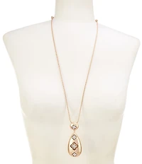 Southern Living Crystal Pave Multi Clover Teardrop Long Pendant Necklace