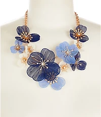 Southern Living Crystal Stone Multi Blue Floral Statement Necklace