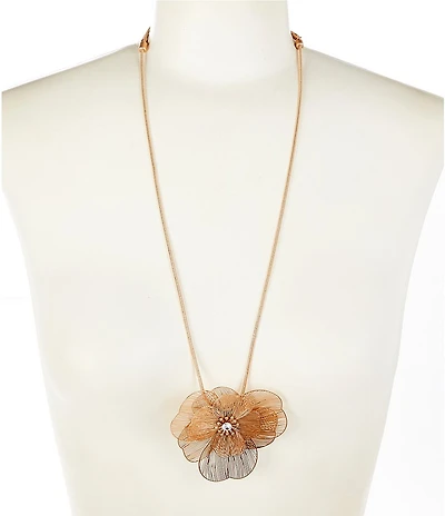 Southern Living Crystal Stone Multi Flower Long Pendant Necklace