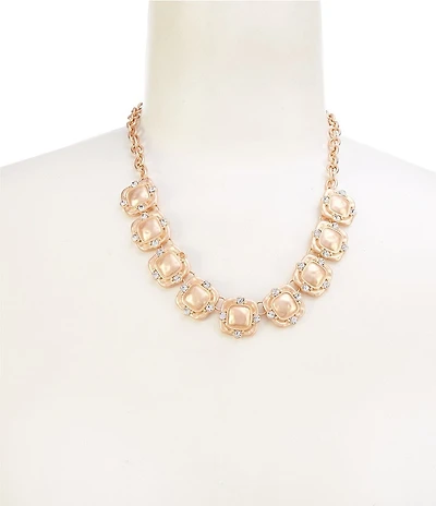 Southern Living Crystal Stone Square Wobbly Metal Frontal Collar Necklace