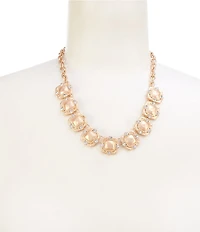 Southern Living Crystal Stone Square Wobbly Metal Frontal Collar Necklace
