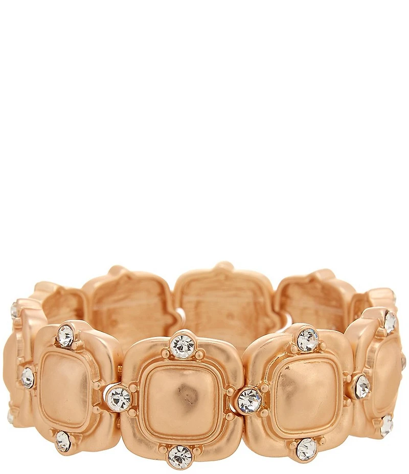 Southern Living Crystal Stone Square Wobbly Metal Stretch Bracelet