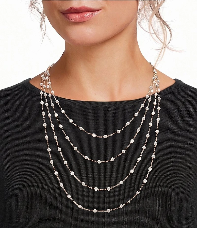 Southern Living x Borrowed & Blue Delicate Pearl Beaded Multi Strand Necklace