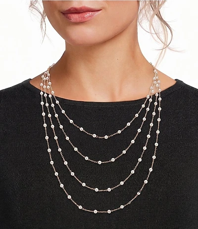 Southern Living x Borrowed & Blue Delicate Pearl Beaded Multi Strand Necklace