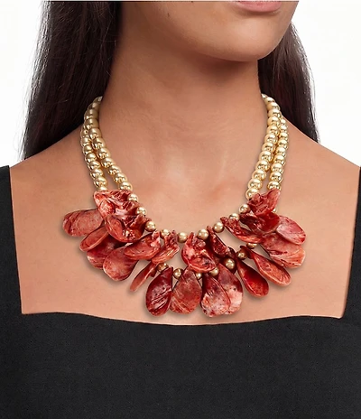 Southern Living Double Layer Shell Statement Necklace