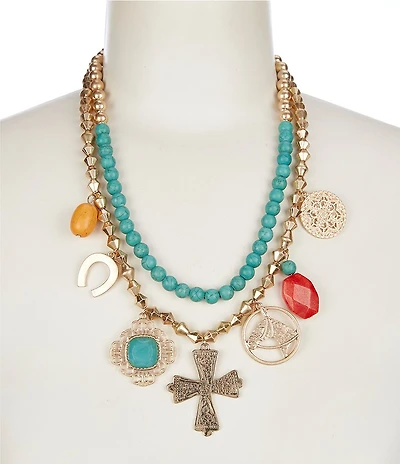 Southern Living Double Strand Statement Necklace with Charms