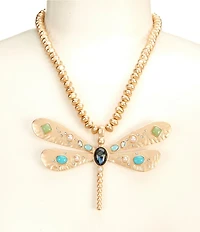Southern Living Dragonfly Organic Strand Short Statement Pendant Necklace