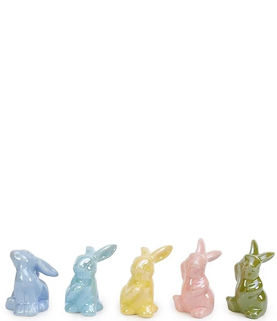 Southern Living Easter Collection Assorted Colorful Bunny Accent Stoneware Figurines, Set of 5