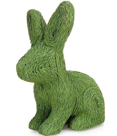 Southern Living Easter Collection Paper Mache Braided Abaca Sitting Green Bunny Figurine