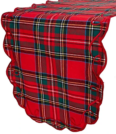 Southern Living Embroidered Plaid Scallop Runner