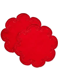 Southern Living Embroidered Scalloped Placemats, Set of 2