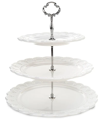 Southern Living Everyday Heirlooms Collection Raised Wavy Edge 3-Tier Server