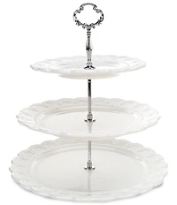 Southern Living Everyday Heirlooms Collection Raised Wavy Edge 3-Tier Server